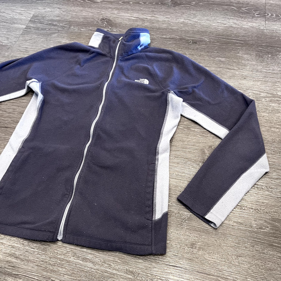 North Face Jacket Women Medium Purple Gray Fleece Full Zip Lightweight Mock Neck - Picture 3 of 14